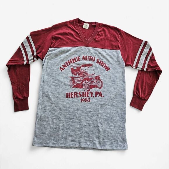 Vintage 1983 Hershey Antique Auto Car Show Jersey Style Long Sleeve Tee Shirt L - Picture 1 of 7